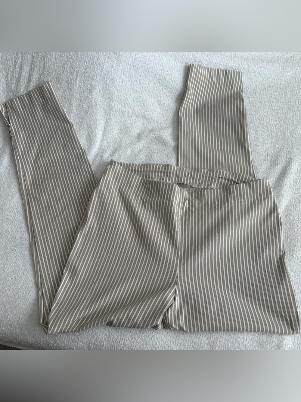 Chico's Beige and White Pinstripe Straight-Leg Pants